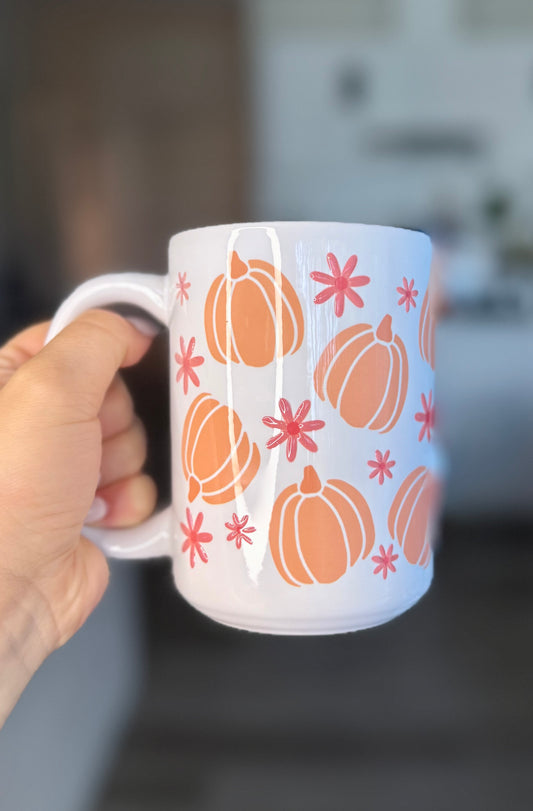 Tasse 15 oz effet 3D - Pièce unique Citrouilles 🌸