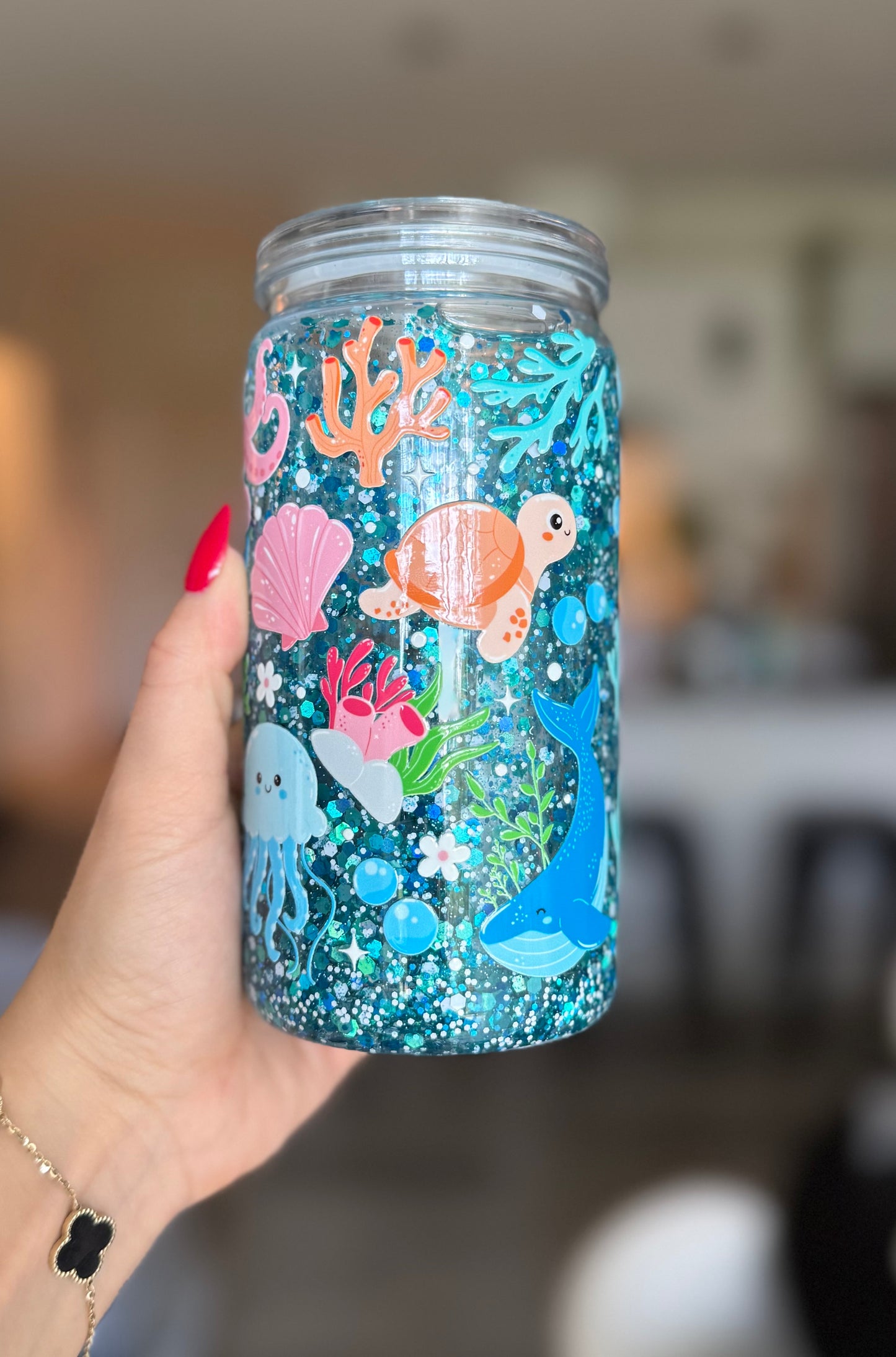 Verre magique 16 oz plastique - Baleine