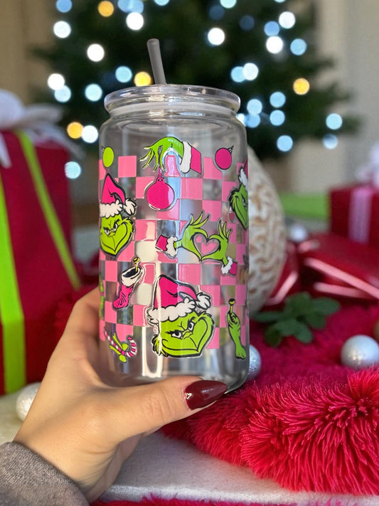 Modèle 16 oz - Grinch Damier Rose