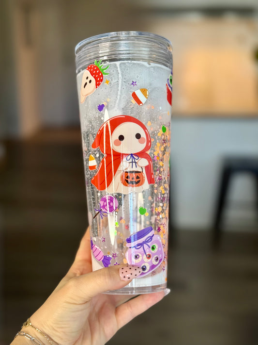 Verre magique 24 oz en plastique - cute candy ghost