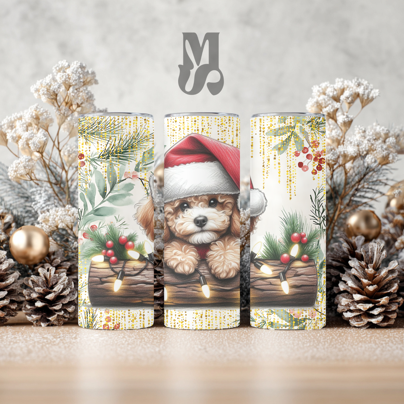 Tumbler 20 oz - Caniche toy Noël