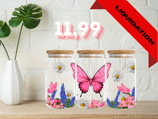 Modèle 16 oz - Papillons roses