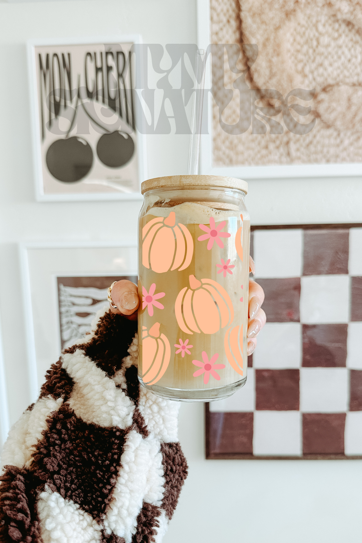 Modèle 16 oz - Citrouilles fleurs