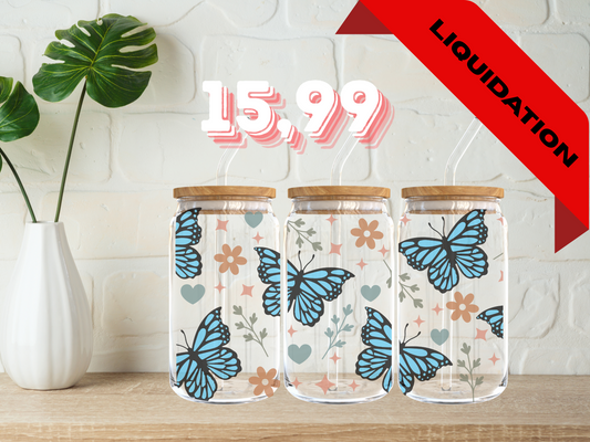 Modèle 16 oz - Papillons bleus