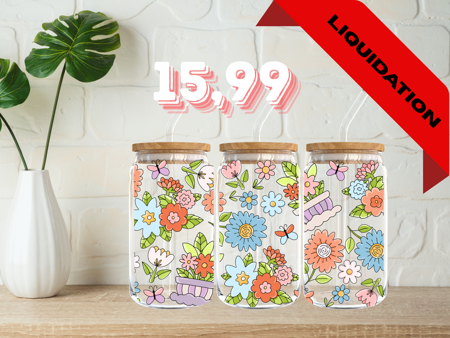 Modèle 16 oz - Fleurs colorés