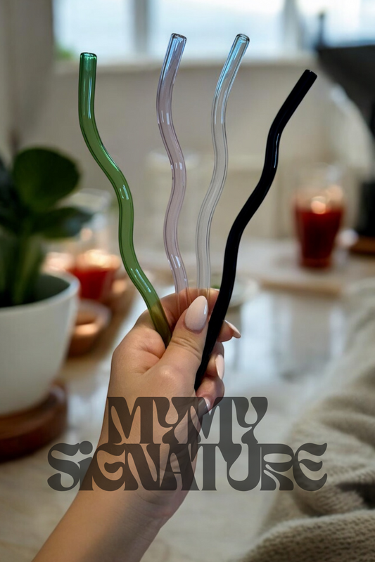 Paille colorée courbée