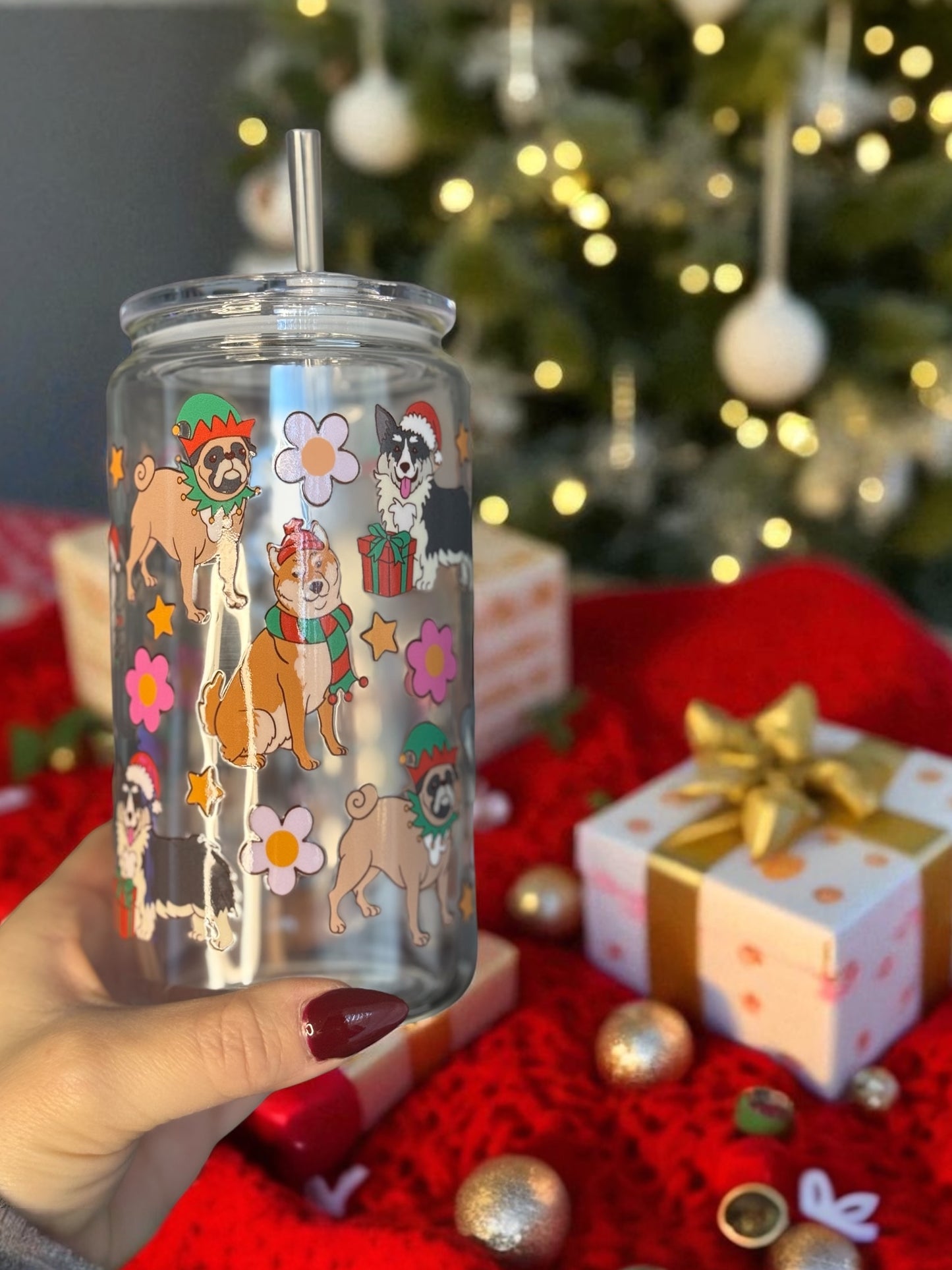 Modèle 16 oz - Chiens de Noël