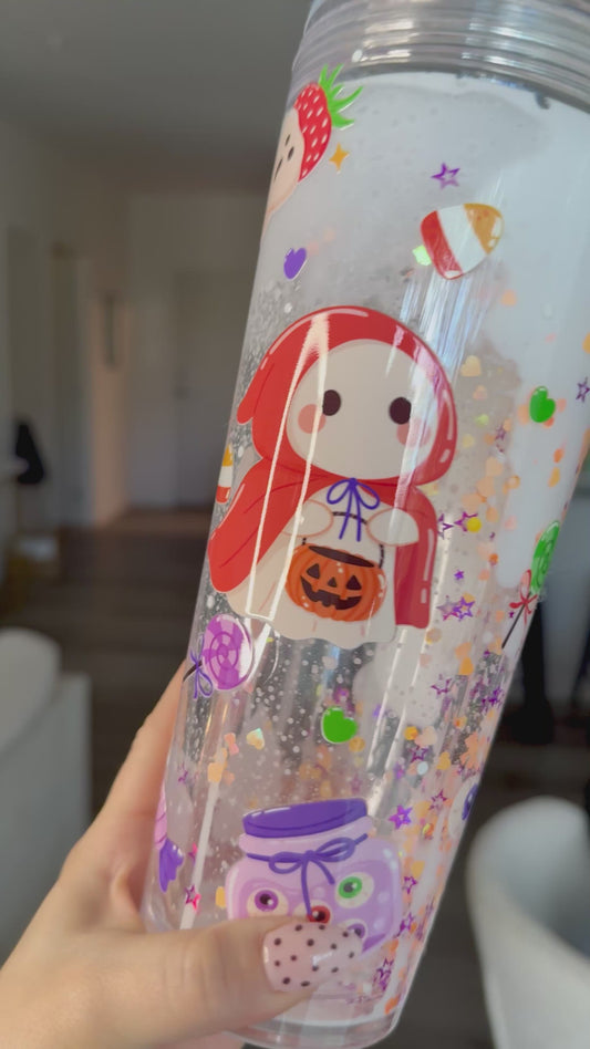 Verre magique 24 oz en plastique - cute candy ghost