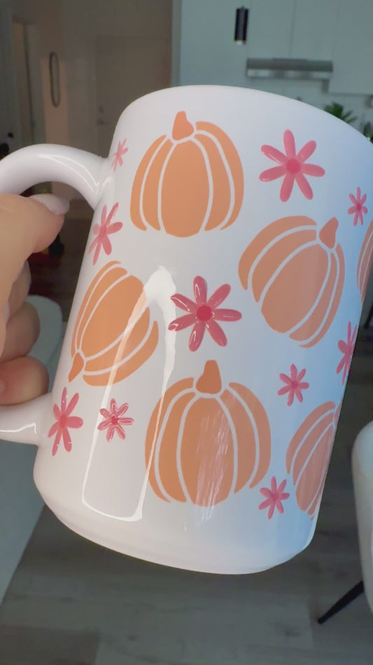 Tasse 15 oz effet 3D - Pièce unique Citrouilles 🌸